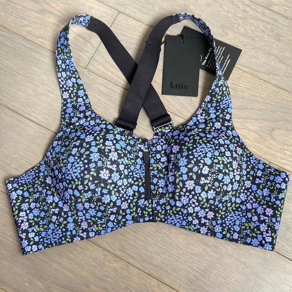 Brand New Knix Catalyst Front Zip Bra Size 1 Black Floral Garden Daze BNWT - Picture 3 of 8